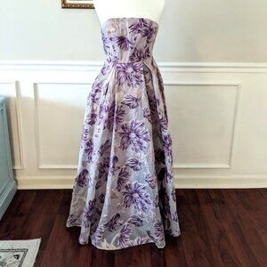 Women's junior's purple metallic evening strapless dress